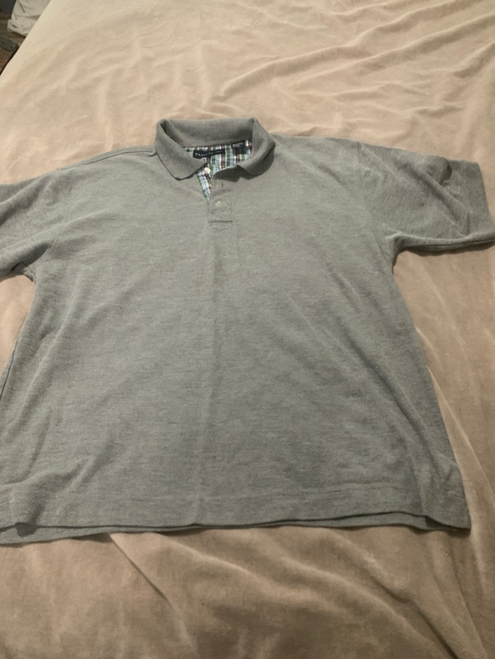 Siegfried Men’s Grey Polo with Plaid Inner Placket - Picture 2 of 6